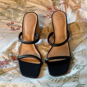 NWT A New Day Miley black slip on strappy pumps
